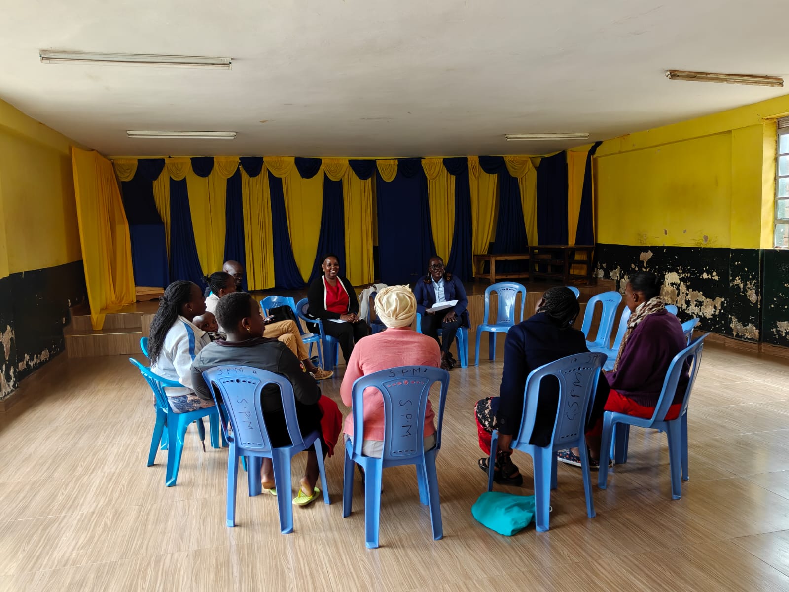 Caregivers in a skills training session