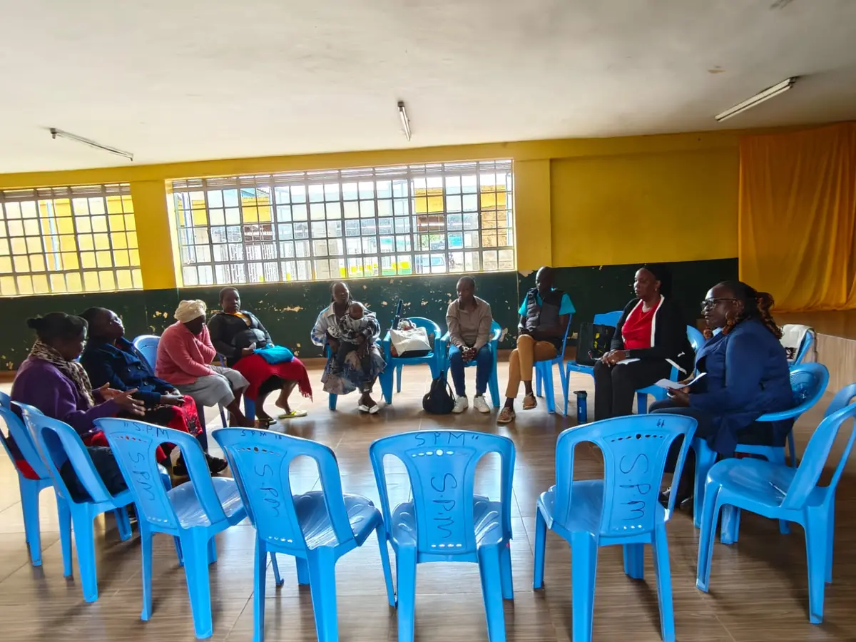 Caregivers in a skills training session